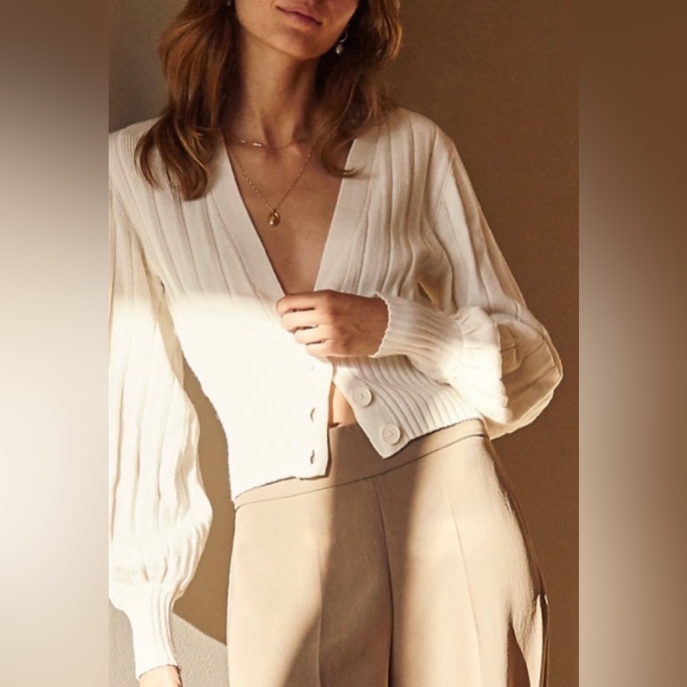 ARITZIA WILFRED plunge front cardigan oversized cream large wool